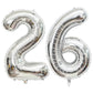 40 Inch Silver 26 Number Balloons Giant Jumbo Huge 26 Or 62 Foil Mylar Helium Number Digital Balloons Silver Birthday Mylar Digi