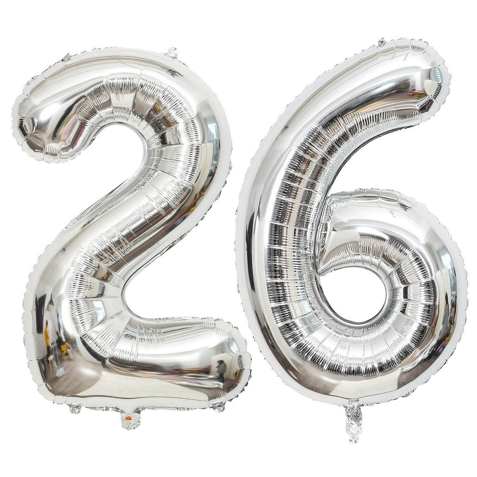 40 Inch Silver 26 Number Balloons Giant Jumbo Huge 26 Or 62 Foil Mylar Helium Number Digital Balloons Silver Birthday Mylar Digi