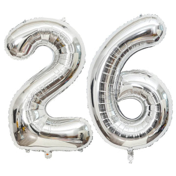 40 Inch Silver 26 Number Balloons Giant Jumbo Huge 26 Or 62 Foil Mylar Helium Number Digital Balloons Silver Birthday Mylar Digi