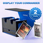 UAONO MTG Card Deck Box - Double Card Storage, Fits 200+ Sleeved Cards, Faux Leather, Black & Blue with Dice Tray