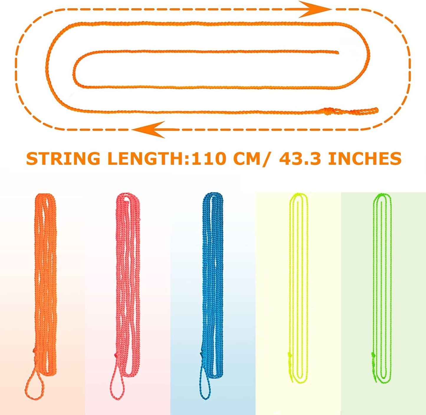MAGICYOYO Yoyo Strings 25 Pack - 100% Polyester, 43.3" - Blue, Green, Yellow, Orange, Pink