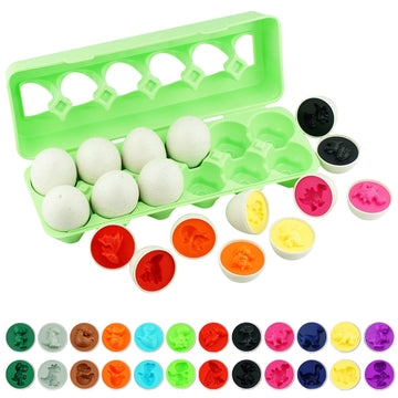 Dimple 12 Dinosaur Egg Matching Toy Play Matching Eggs Easter Toy W/Holder - Egg Toys For Toddlers Stem Egg Toys - Colors & Shapes Recognition For Kids -Educational Color Sorting Toy