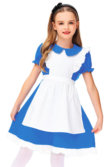 Girl Alice Dresses With White Apron Dress Halloween Blue Maid Princess Dresses 11-12 Years