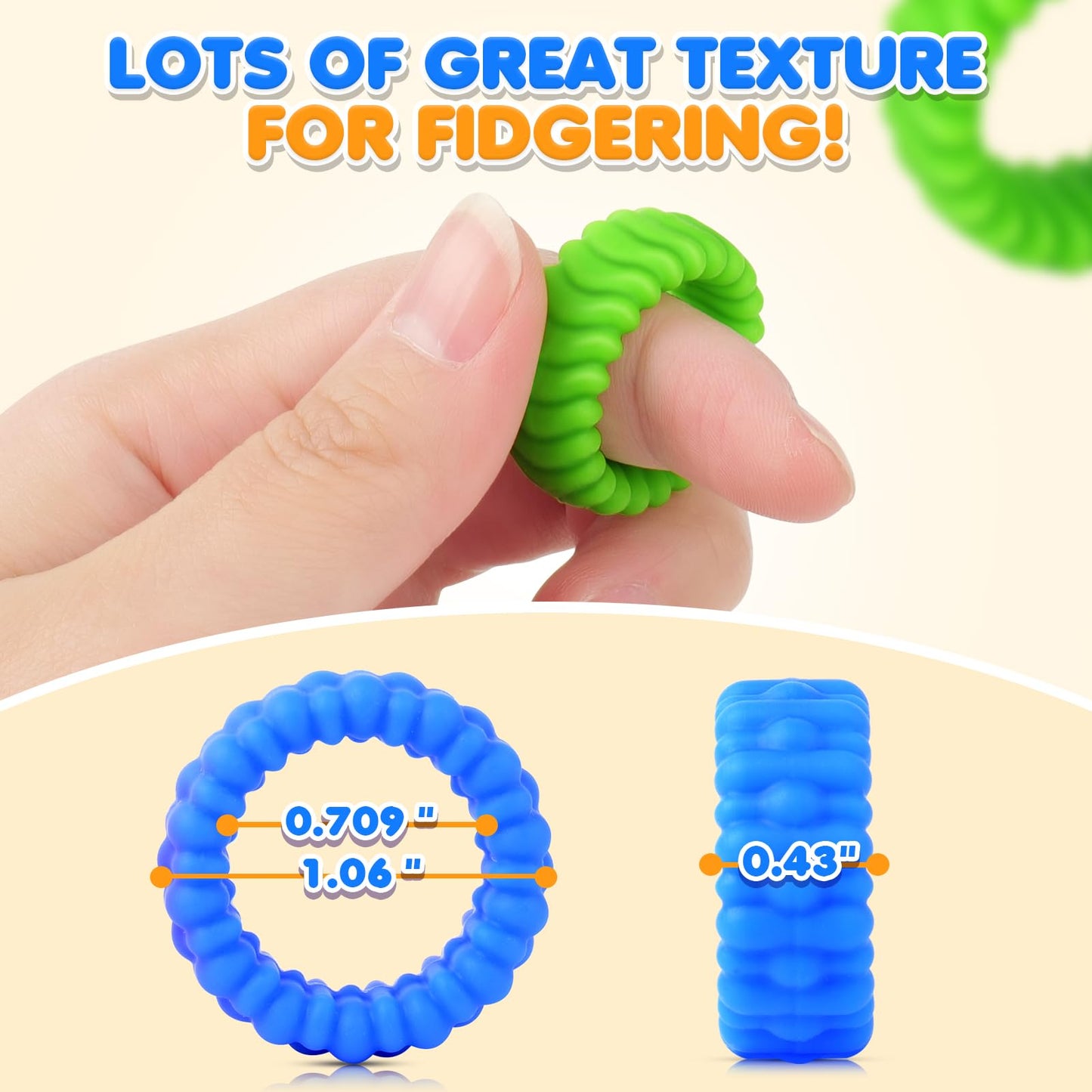 Fidget Toys Sensory Rings For Kids: 18 Pack Silicone Fidget Rings For Autism Kids – Small Fidgets For Classroom – Sensory Toys For Kids Autism Calming