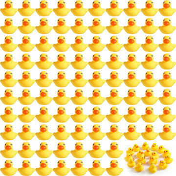 200 Pcs Mini Rubber Ducks in Bulk Yellow Tiny Baby Shower Ducks Float Squeak Bathtub Duckies Preschool Bath Toy for Birthday Party Gift(1.57 x 1.57 x 1.18 Inch Yellow)