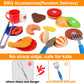 Kids Grill Playset with Apron Hat for Cooking Food Smoke Sound Light Outdoor Toy Pretend Play Set Kitchen Accessories BBQ Campin