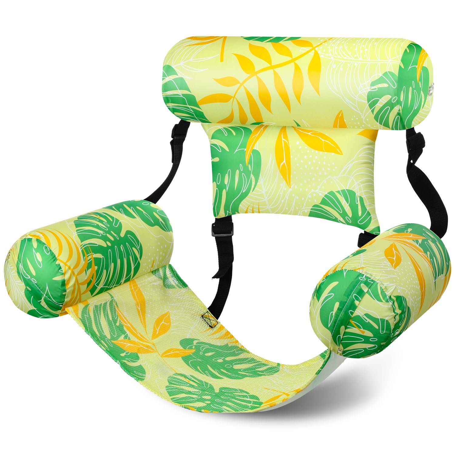 Sonwyoung Inflatable Pool Floats mature-themed Floating Lounge Chairs Blow up Pool Noodles for mature-themed Heavy Duty Swimming Tropical Plants Fun Pattern Floating Chair for Summer Water Beach Lake Party(Yellow)