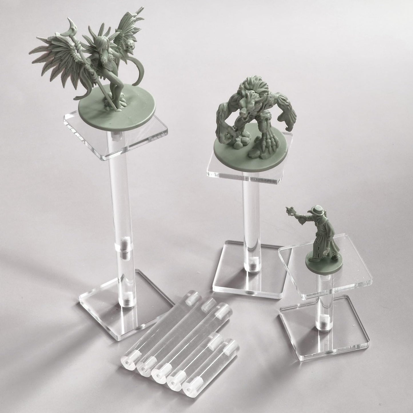AAiphuwew 3pcs Combat Risers - Adjustable Height Acrylic Platforms for Miniatures - Clear - Model 15