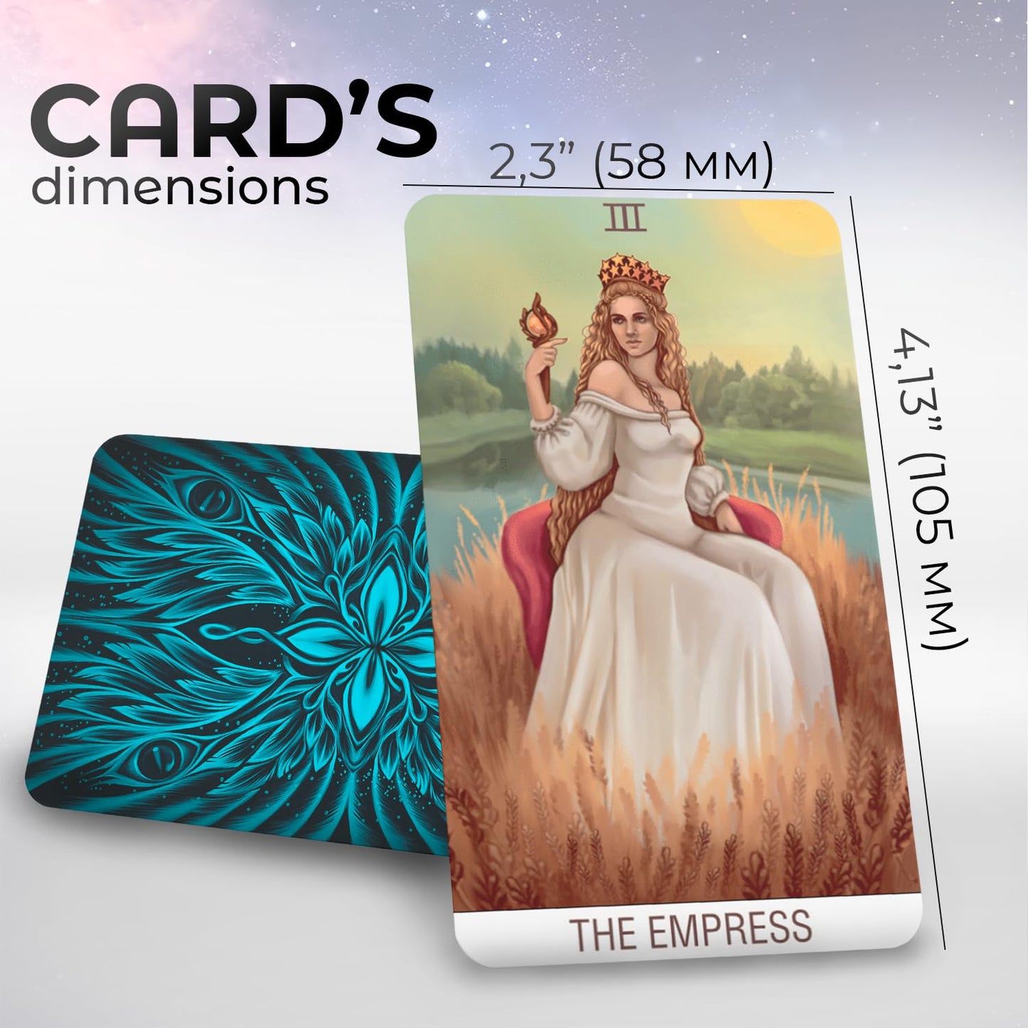 Omnito Original Idylls 78 Tarot Card Set | Pocket-Sized (4.13'' X 2.3'') | Unique Borderless Deck | Fortune Telling Cards | Clas