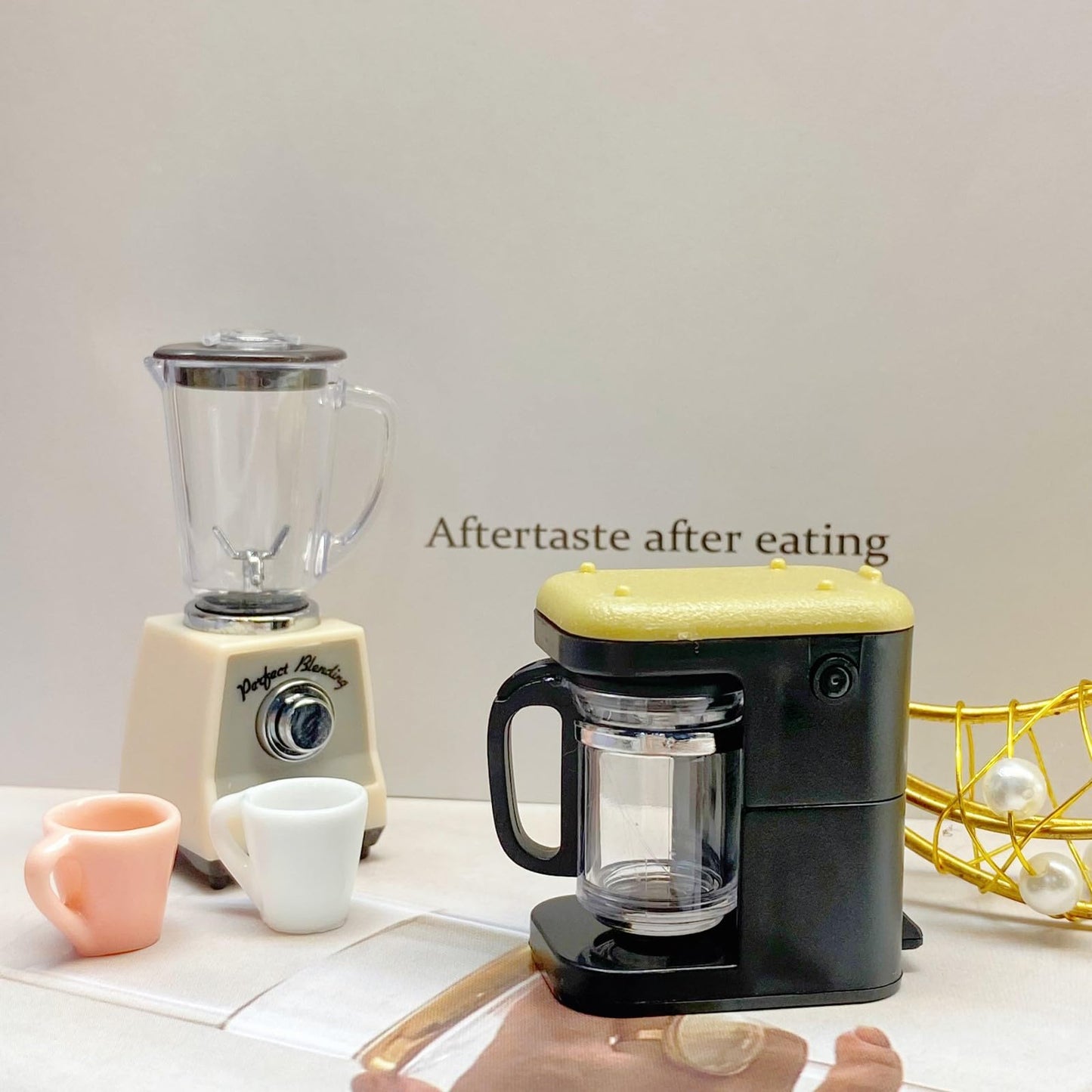 Luozzy Mini Blender Toy & Coffee Machine Model 1: 12 Miniature Dollhouse Kitchen Accessories Coffee Pot Blender Toy For Kids Pre