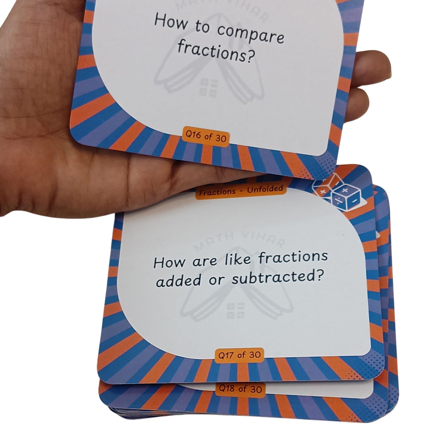 Math Vihar Fractions Booster Flash Cards | 30 Cards | Visual Learning With RealLife Examples | Maths Practice & Revision For Gr