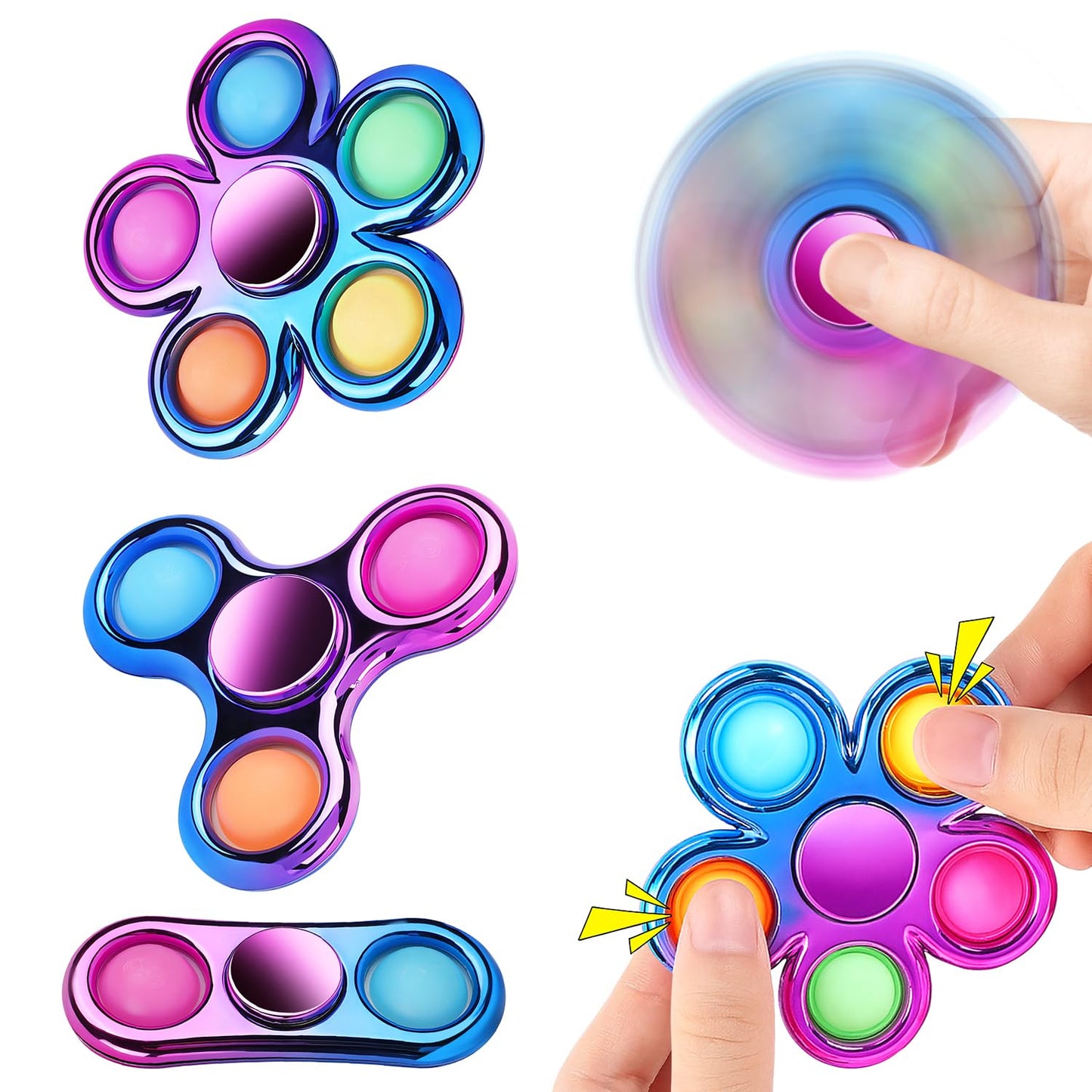 Pop Fidget Spinner  Fidget Spinners Bulk for Kids &mature-themeds - Party Toy Favors & Goodie Bag Stuffer for Autism ADHD  Treasure Box Toys for Classroom Stocking Stuffers