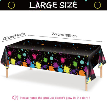 Glow Party Table Covers Neon Party Tablecloths 108 X 54 Inch Glow Party Tablecloths Disposable Plastic Neon Glow Table Cloth For Neon Birthday Party Black Light Party Supplies (6 Pieces)