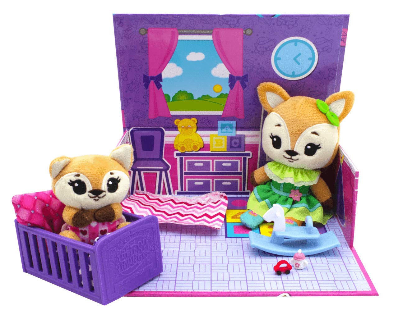 Tiny Tukkins Fox Stuffed Animal Naptime Nursery Playset - Play Nursery Sets For Girls And Toddlers Includes Big Sister And Baby