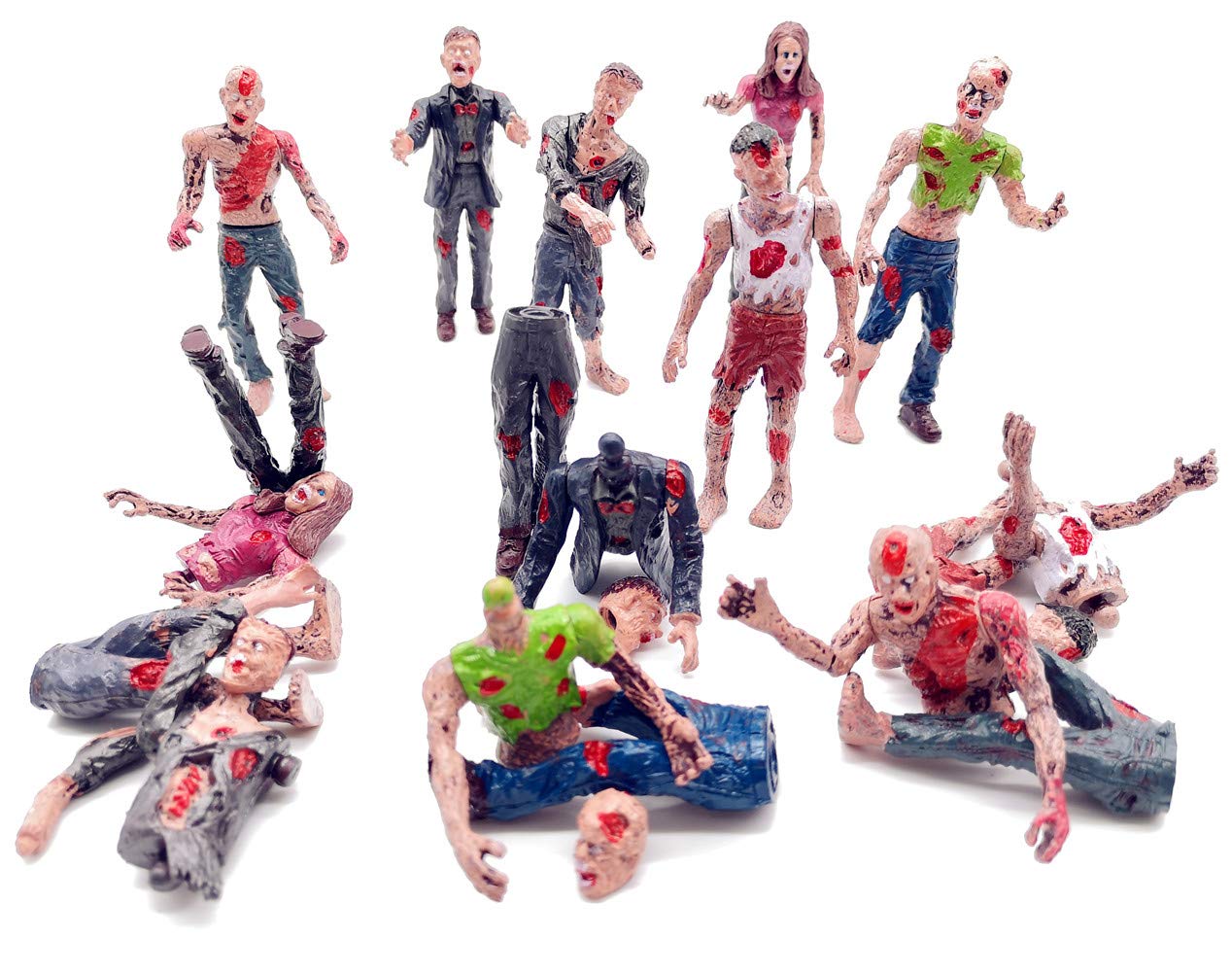 Qiandier Zombie Action Figures Realistic Hand Painted Toy Figurine Models 12Pcs