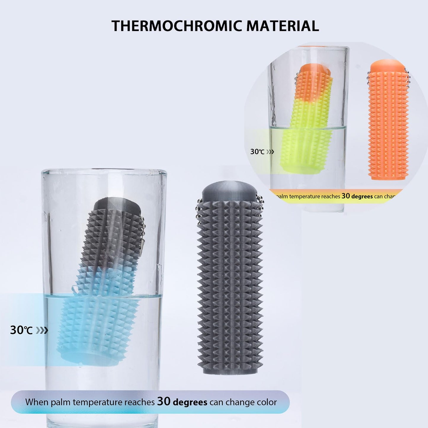 EXQDYNM 2PCS Spiky Grippie Fidget Keychain - Small Multi-Color Plastic Sensory Toy for Pain Relief & Anxiety Relief