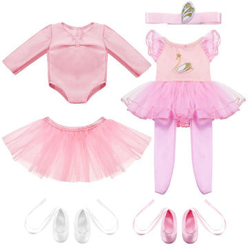 Kajaia 8 Pcs 18 Inch Doll Ballet Ballerina Outfits 18 Inch Doll Clothes And Accessories Ballet Tutu Dance Dress Ballet Shoes Hea