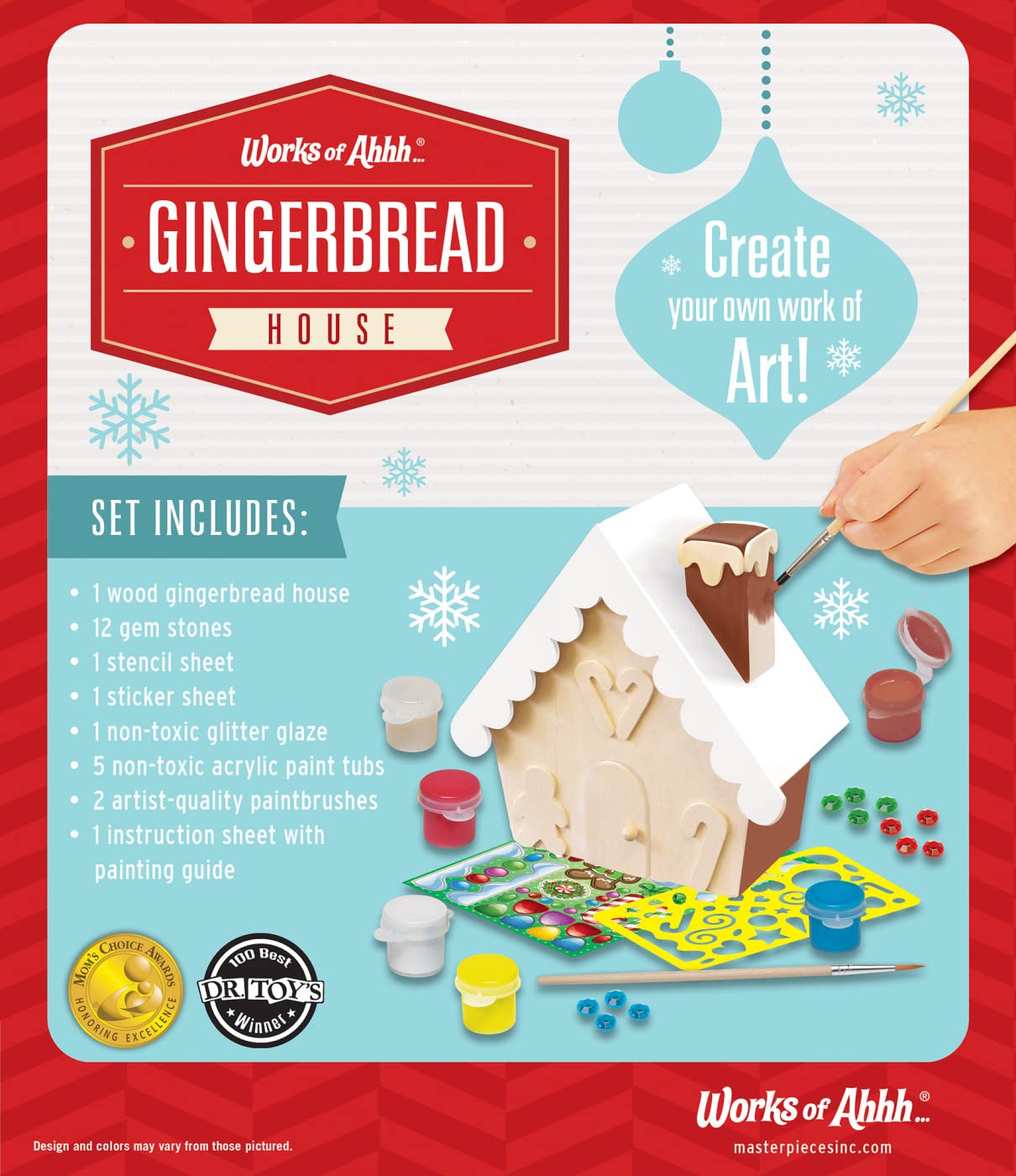 Works of Ahhh... Gingerbread House Wood Paint Kit - Holiday Craft Set, One Color, Model 21560