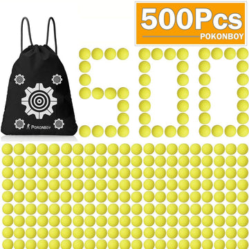 Pokonboy Upgraded 500-Round Balls Refill Pack Compatible With Nerf Rival Apollo, Zeus, Atlas And Artemis Blasters (Storage Bag Included)