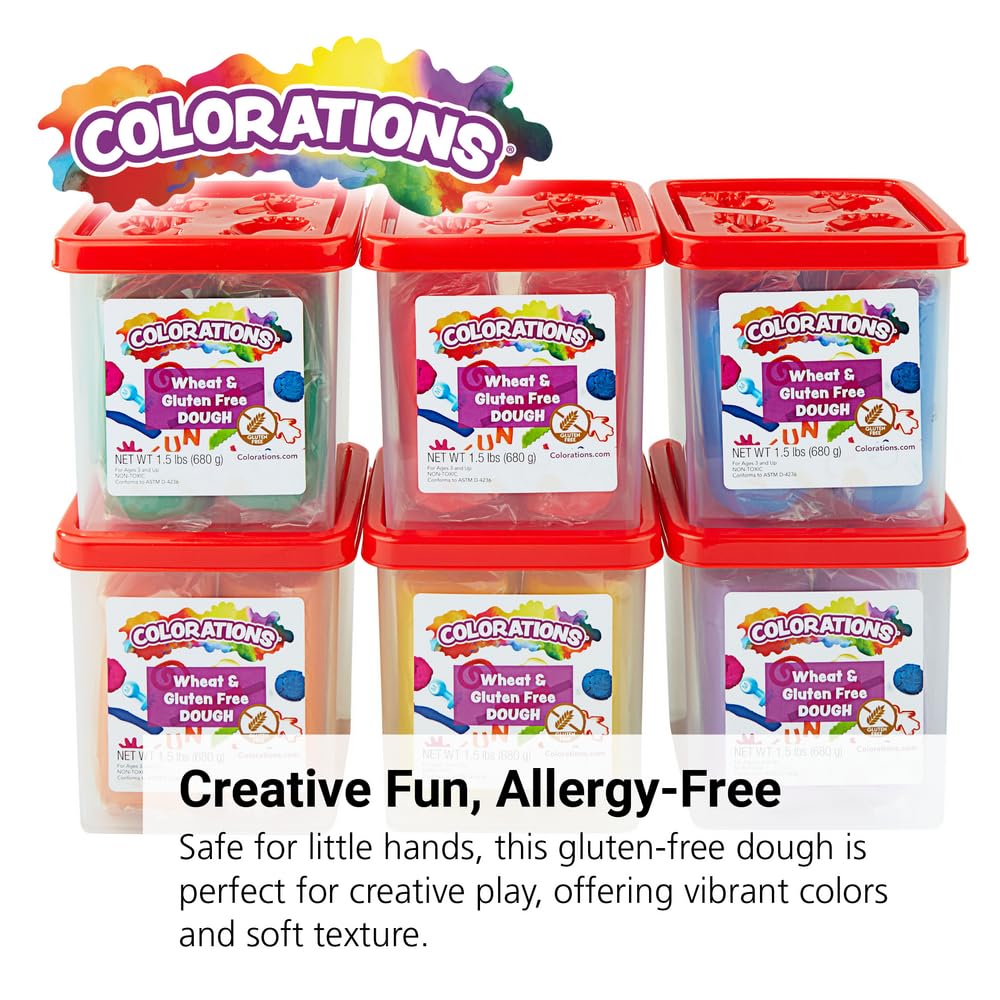 Colorations Wheat & Gluten Free Dough, 6 Classic Colors, ea 1.5 lb | Non-Toxic, Play Dough, Bulk Set, Sensory Kit, Party Favors,