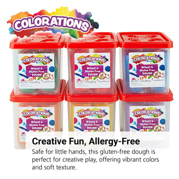 Colorations Wheat & Gluten Free Dough, 6 Classic Colors, ea 1.5 lb | Non-Toxic, Play Dough, Bulk Set, Sensory Kit, Party Favors,