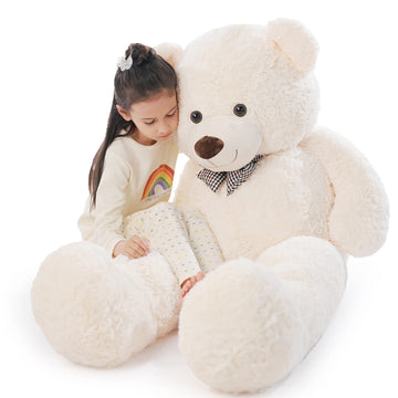 Poutmac Big Teddy Bear 4Ft Giant White Soft Stuffed Animals Cute Plush Toy For Girlfriend Women Kids For Valentine'S Christmas B
