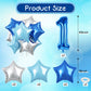 Dark Blue Number 1 Balloons, Big Royal Light Blue Silver Star One Balloon, 40 Inch Foil Mylar Pastel Teal Metallic Sky Blue Self