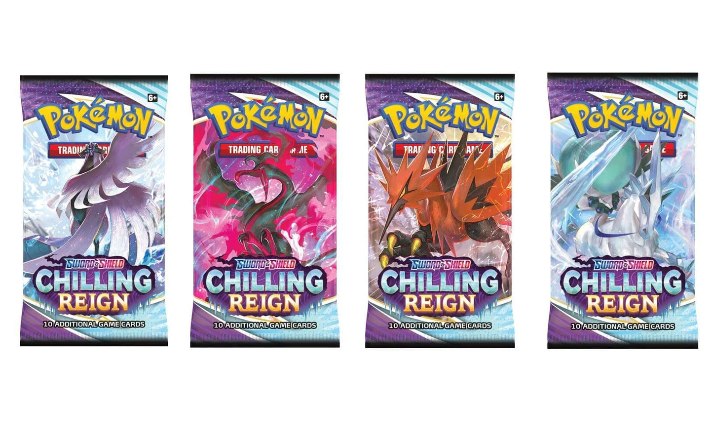 Pokemon TCG decorative replica blade & Shield 6 Chilling Reign Booster Packs (4 Packs)