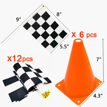 Yoelvn 12 Pack 8X5.5 Inch Checkered Flags Black And White Checkered Stick For Race Car Two Fast Centerpieces,Finish Line Flags R