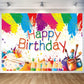 Art Painting Birthday Party Backdrop Art Paint Happy Birthday Banner Graffiti Photography Background for Artist Theme Party Supp