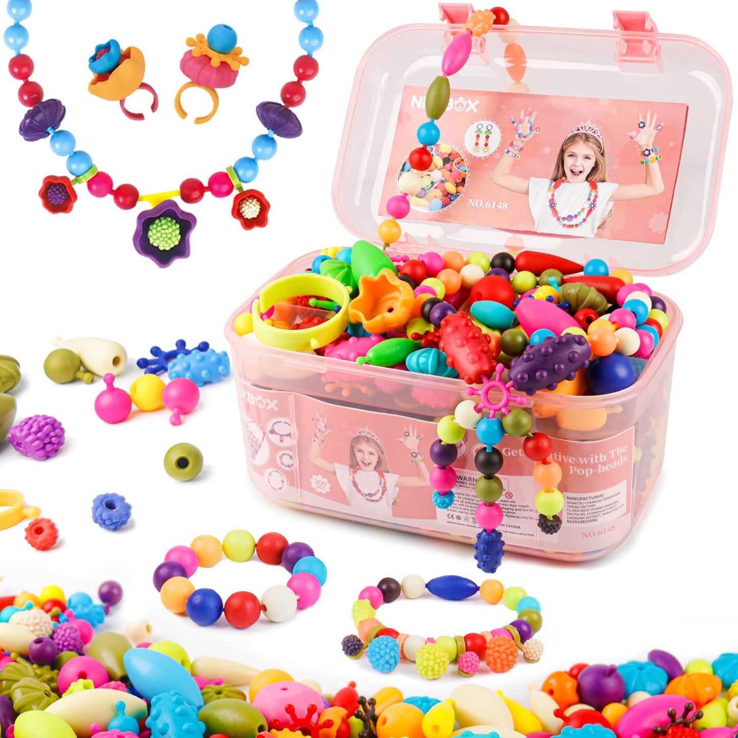 NEXBOX Girls Crafts Jewelry Making Kit for Toddlers - Pop Beads Toys Sets for Little Kids Age 3 4 5 6 Year Old, Ideas Birthday G