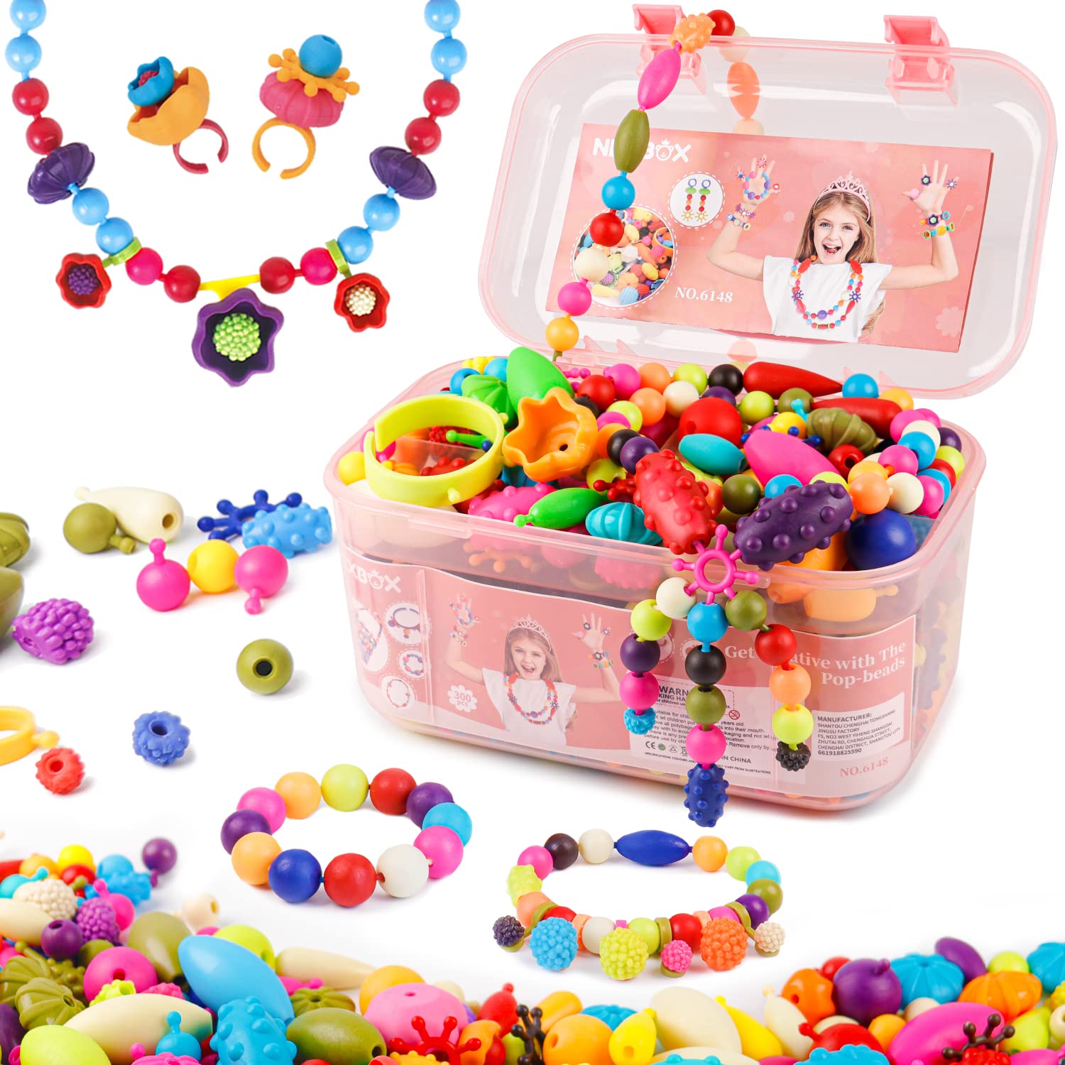 NEXBOX Girls Crafts Jewelry Making Kit for Toddlers - Pop Beads Toys Sets for Little Kids Age 3 4 5 6 Year Old, Ideas Birthday G