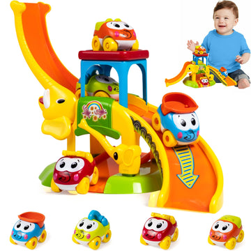 Toddler Toys For 1 2 3 Year Old Boys And Girls Birthday Gifts, Elephant Slide With 4 Animal Cars Learning Baby Toys 12-18 Months
