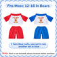 Civaner 2 Pack Blue And Pink Bear Clothes Outfit, Fit Most 12-16 Inch Bears Stuffed Animal Clothes Pajamas Plushie Clothes For S