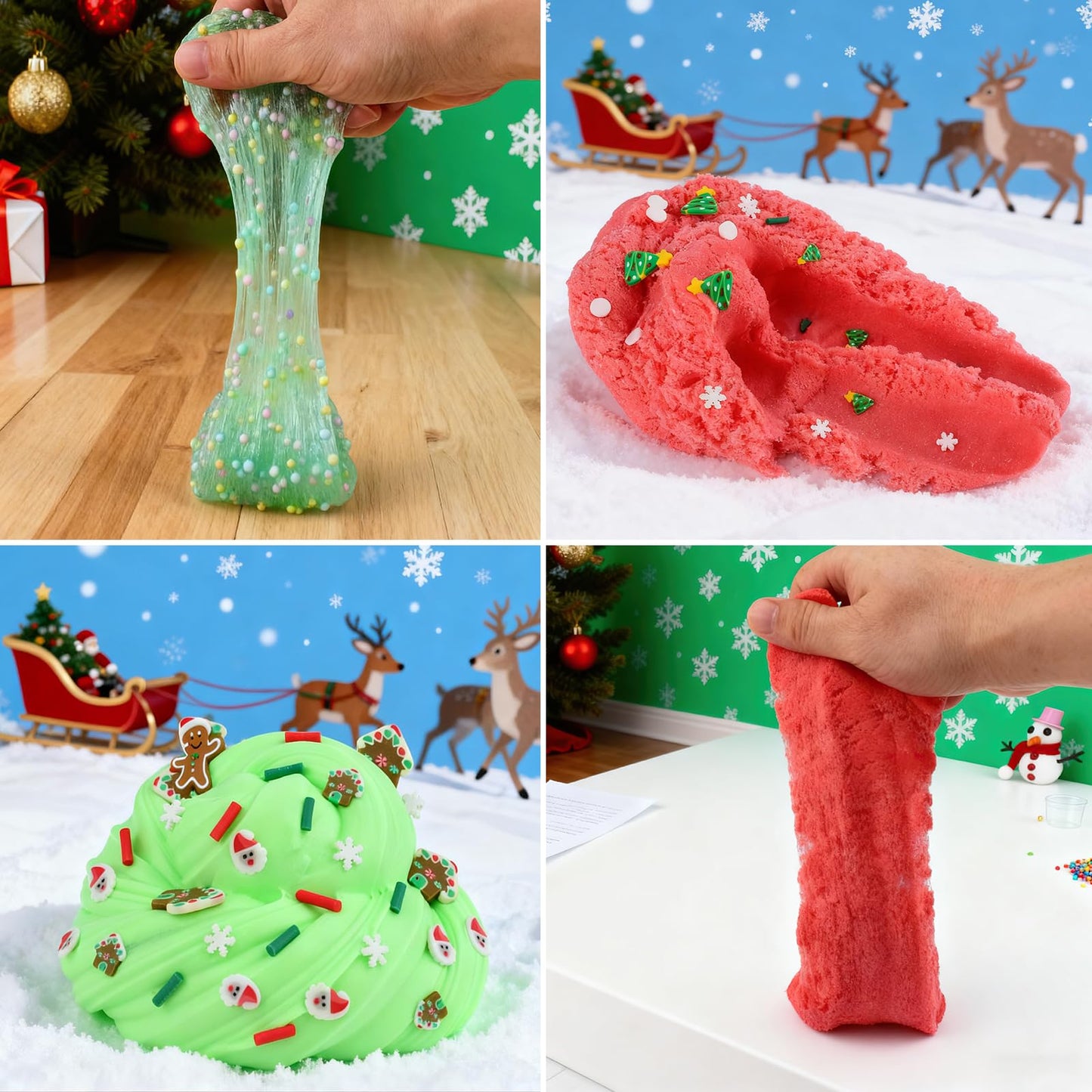 TITRITH 6 Pack Christmas Slime Stocking Stuffers, Butter Clear Cloud Slime, Sensory Stress Relief Toys for Kids, Holiday Party Favors