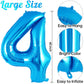 Blue Number 4 Balloon 40 Inch, Big Large Foil Helium Number Balloons, Jumbo Giant Mylar Number 4 Balloons For 4 Year Old Birthda