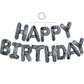 Toniful Black Marble Happy Birthday Balloons Banner,16 Inch Mylar Foil Letters Birthday Sign Bunting For Girls Boys Kids & Adult