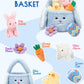 7 Piece Plush Stuffed Animals Playset Toys With Rabbit, Chick, Lamb, Carrot, Egg, Flower, Furry Bag, Soft Basket Set Toys For Gi