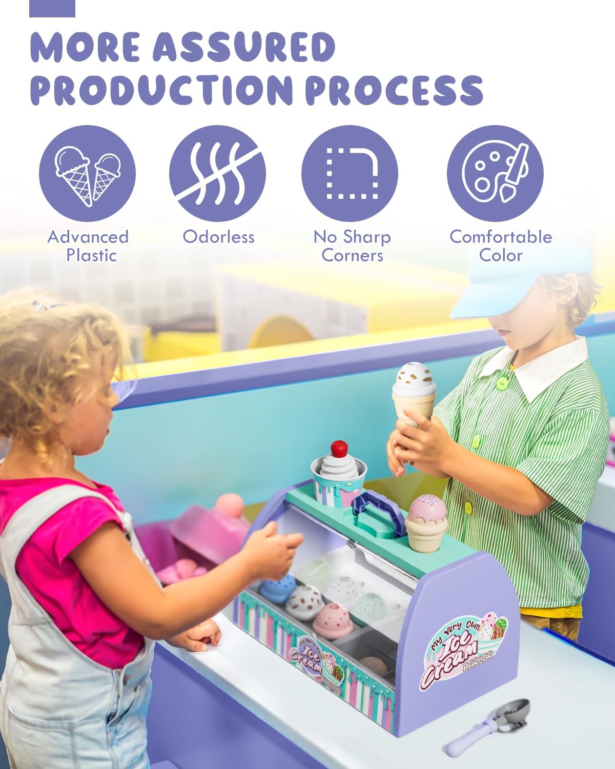 Lehoo Castle Ice Cream Toys for Toddlers 3-5, Toys for 3 4 Year Old Girls, Play Ice Cream Counter Shop Playset for Kids, Gift fo