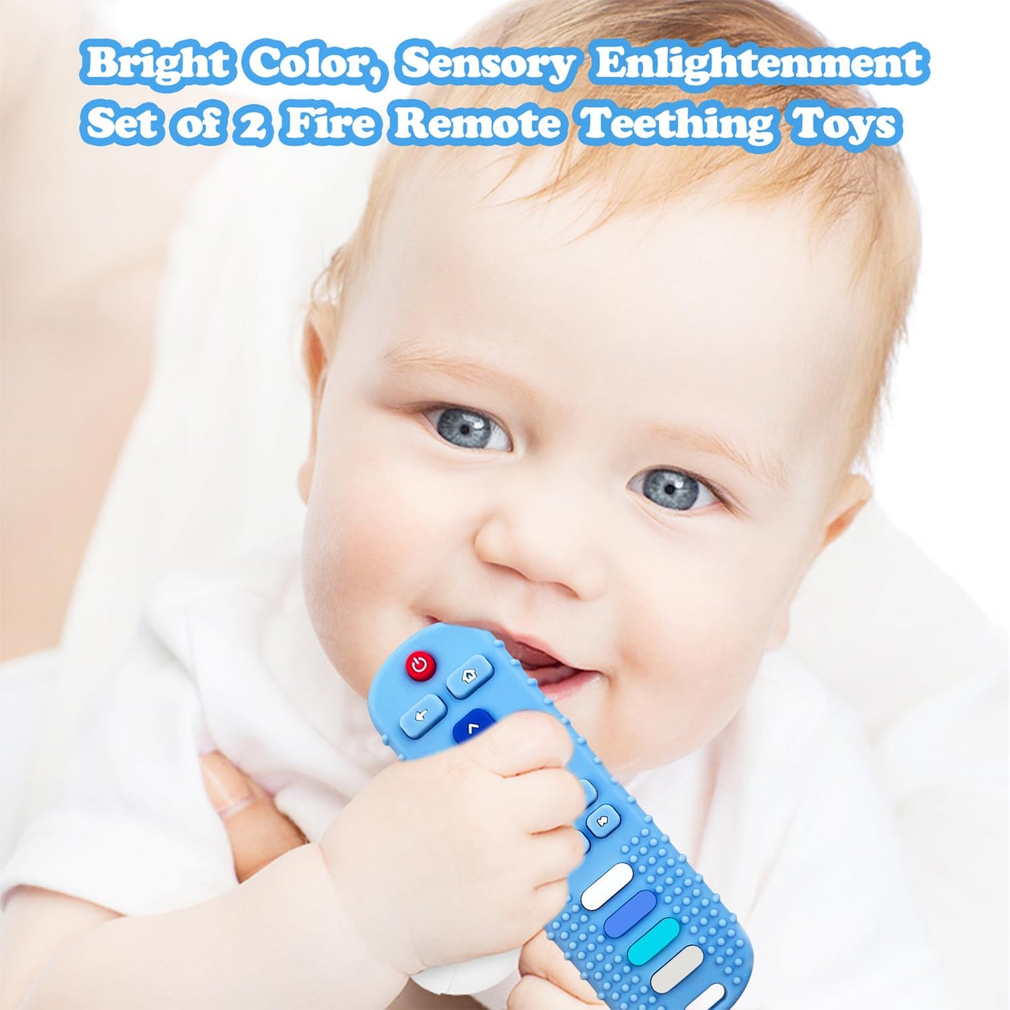Ersihua 2-Pack Silicone Baby Teething Toys, Tv Remote Teethers For 6-12-18 Months Infant, Fire Remote Shape Toddlers Silicone Te