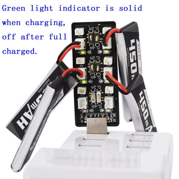 Blomiky 4 Pack 1S 3.8V 450mAh 80C Lipo Battery with PH2.0 Plug Compatible with S Free Style RC Quadopter Drone / F4 Battery 4