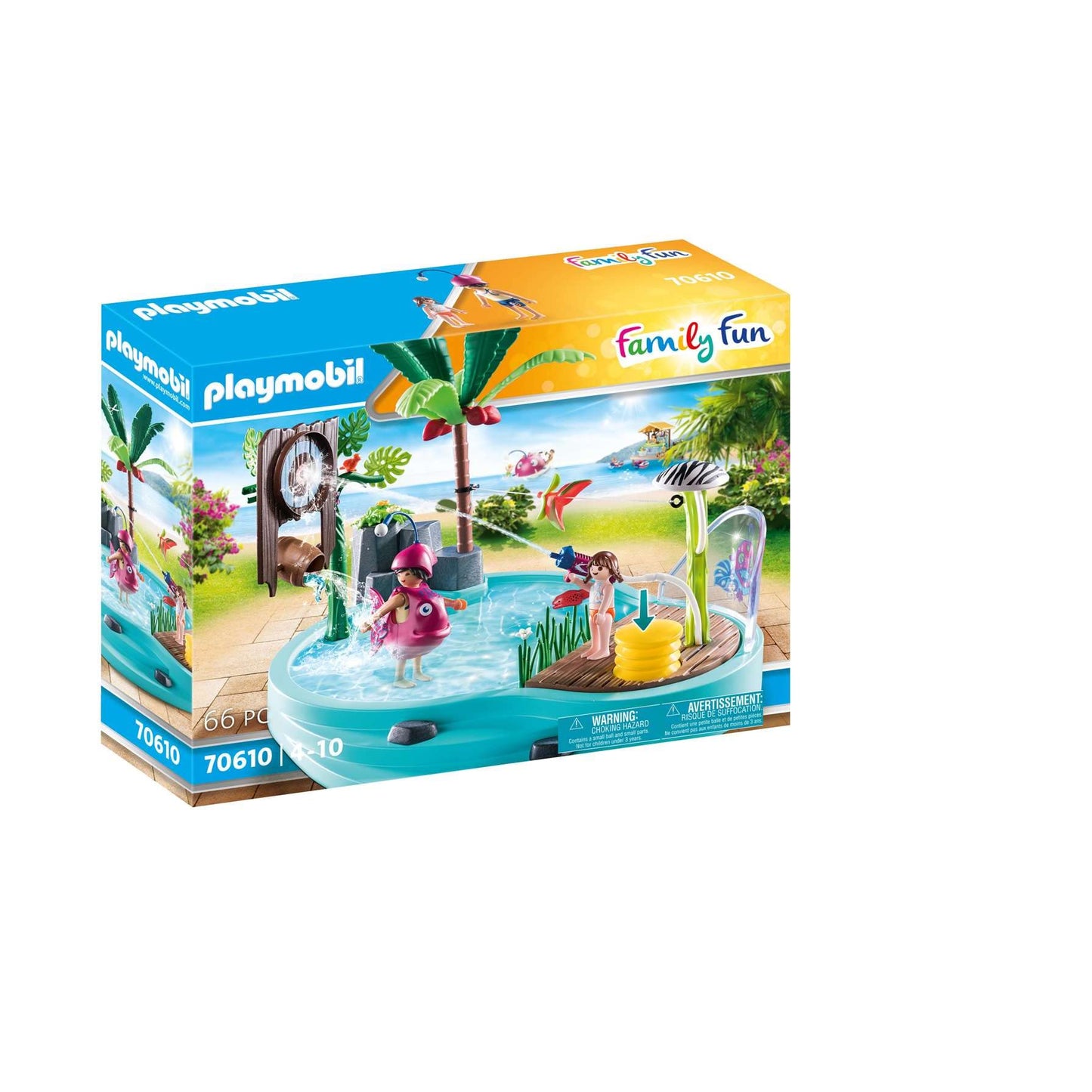 Playmobil Small Pool with Water Sprayer, Multicoloured, Plastic, One Size, Model 70610