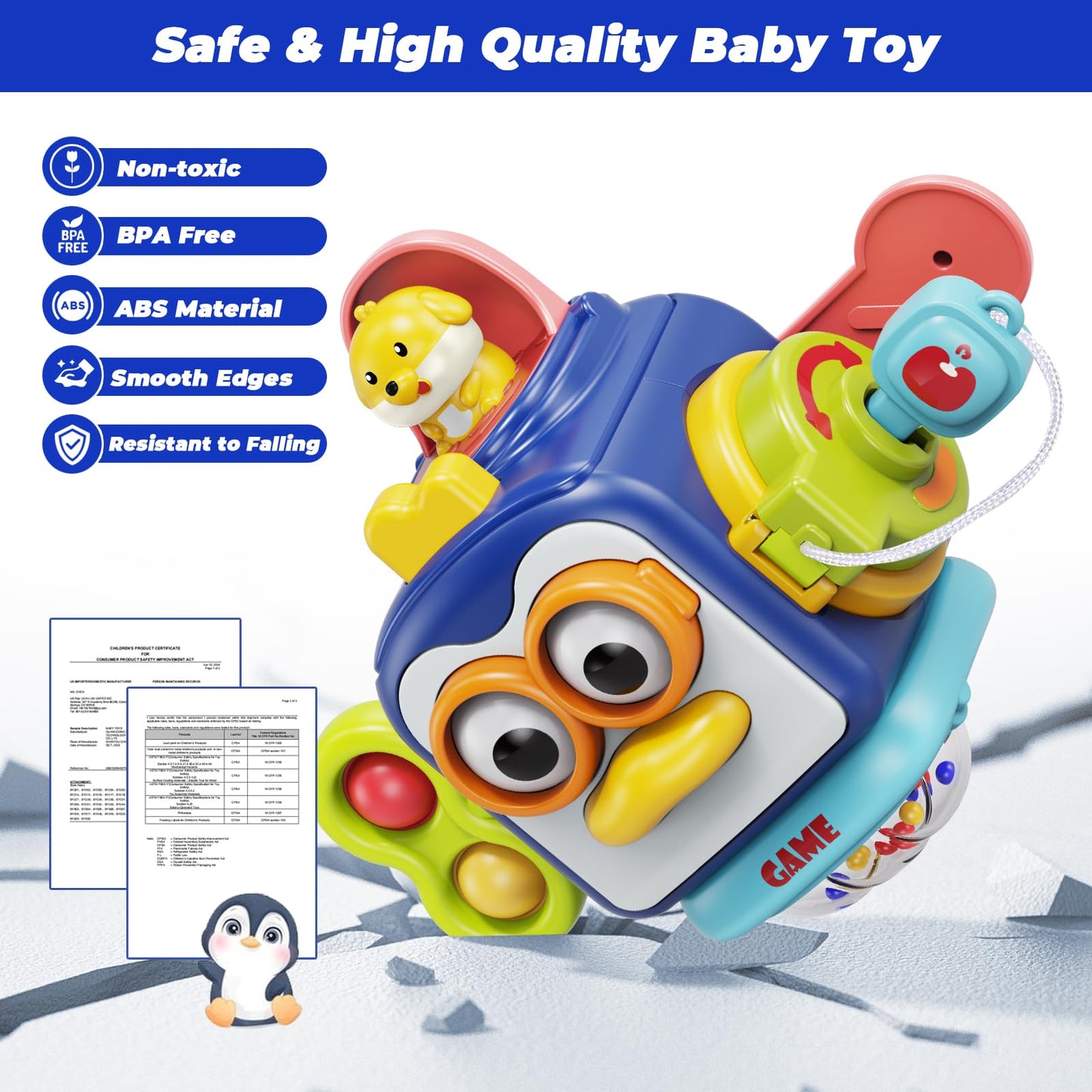 Moontoy Activity Busy Cube Toddlers 1-3, Sensory Montessori Toys For 1 Year Old Boy Baby Toys 12-18 Months Stocking Stuffers, Airplane Travel Fidget 1St Birthday Valentines Gift Easter Basket Stuffers