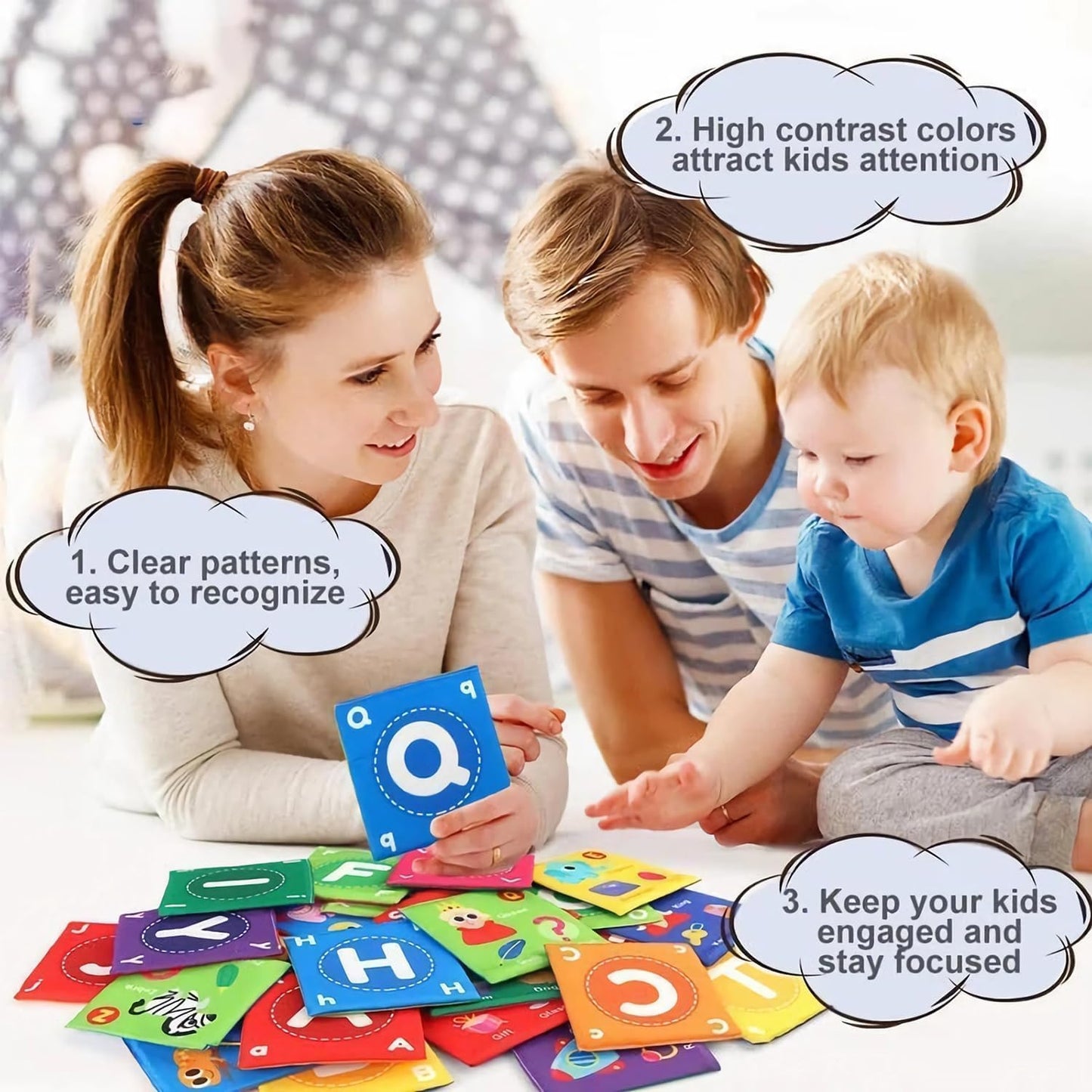26 Pcs Early Childhood Enlightenment Book,Soft Alphabet Cards,Abc Learning Flash Cards With Storage Bag,Soft Letter Early Educat