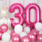 SUWEN Jumbo Hot Pink 30 Foil Helium Number Balloons 0-9 for 30th Birthday Party Decorations