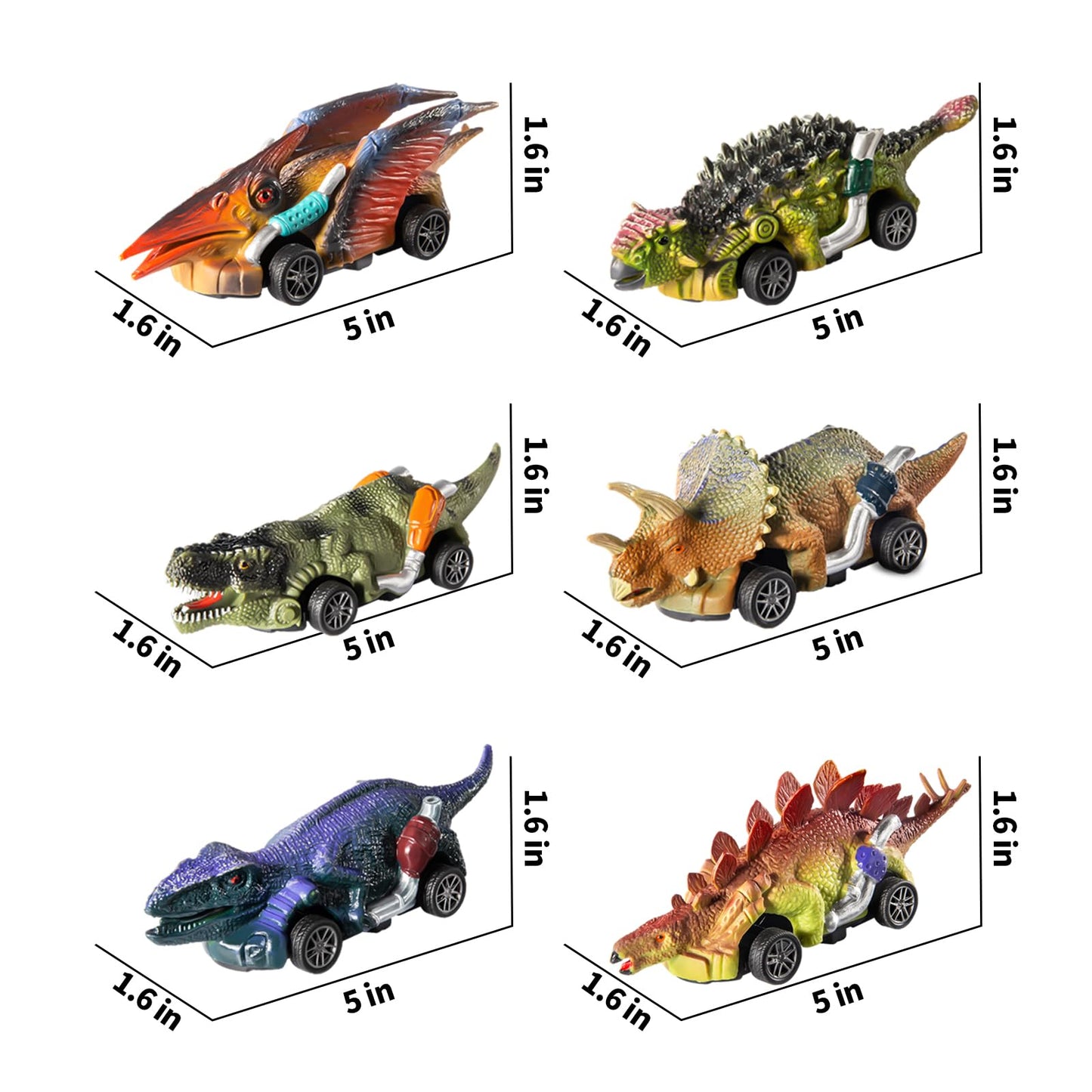 MAGICDINOSAUR 6 Pack Dinosaur Pull Back Car and Play Mat, Car Toys for Kids and Toddlers, Dinosaur Monster Trucks, Dinosaurio To
