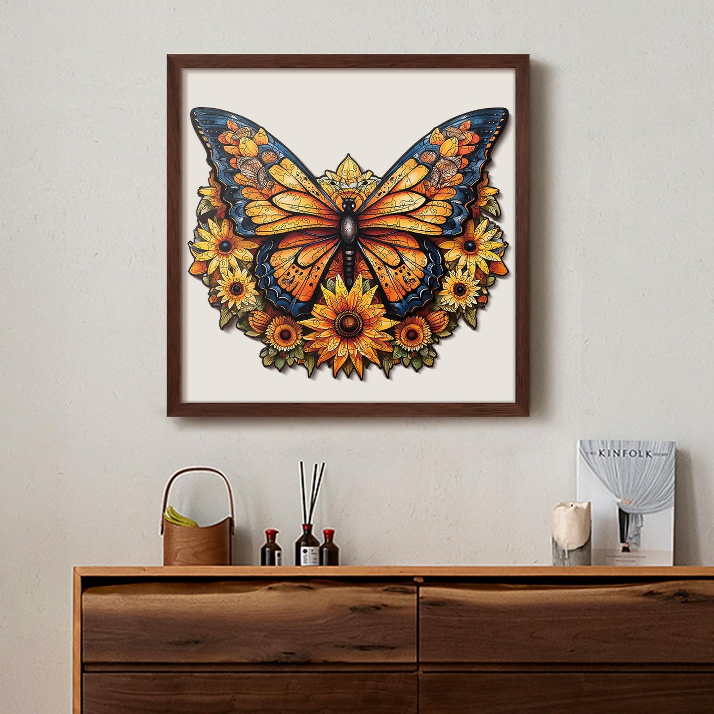 Wooden Puzzles for mature-themeds - 300 Pieces Butterfly Unique Shaped Wooden Jigsaw Puzzles for mature-themeds  King Size 16.5'' x 13.5'' mature-themed Wood Puzzles for Family Friend Game