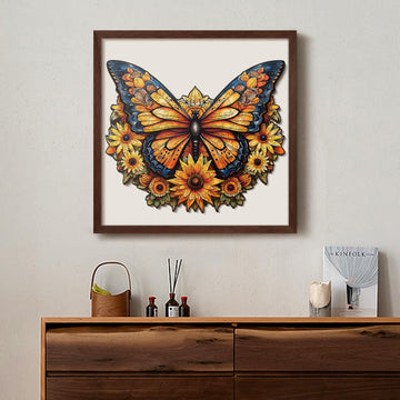 Wooden Puzzles for mature-themeds - 300 Pieces Butterfly Unique Shaped Wooden Jigsaw Puzzles for mature-themeds  King Size 16.5'' x 13.5'' mature-themed Wood Puzzles for Family Friend Game