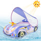 Baby Pool Float with Canopy: Baby Floats for Infants Toddler 6-48 Months Qoosea Swimming Floaties with UPF50+ Sun Protection & Toy Play Steering Wheel & Patch Kit (Purple)