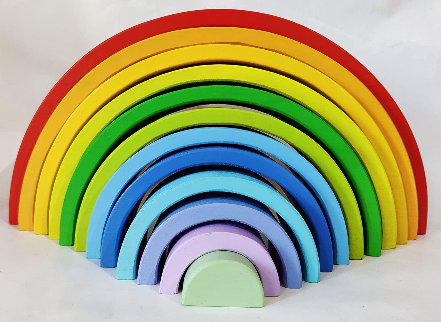 Paras | 12 Pc Rainbow Stacker 12 Piece Wooden Stacking Toy Round Stacking Wooden Block Toy (Paras Original Colors)